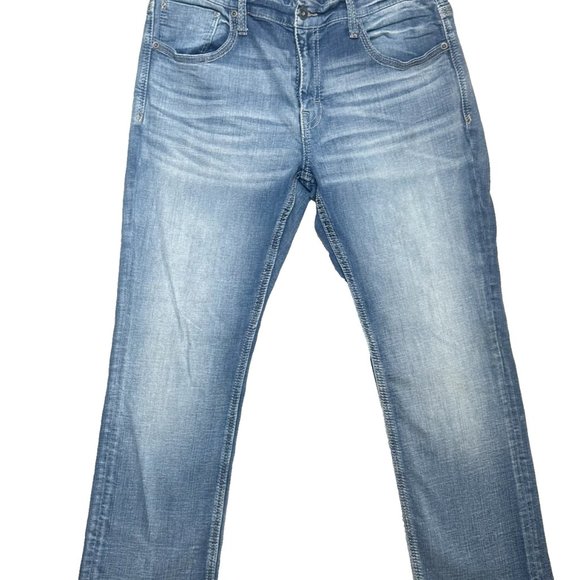 BKE Other - BKE Jeans Jake Straight Denim Relaxed Fit Medium Wash Stretch Embroidered 38x27
